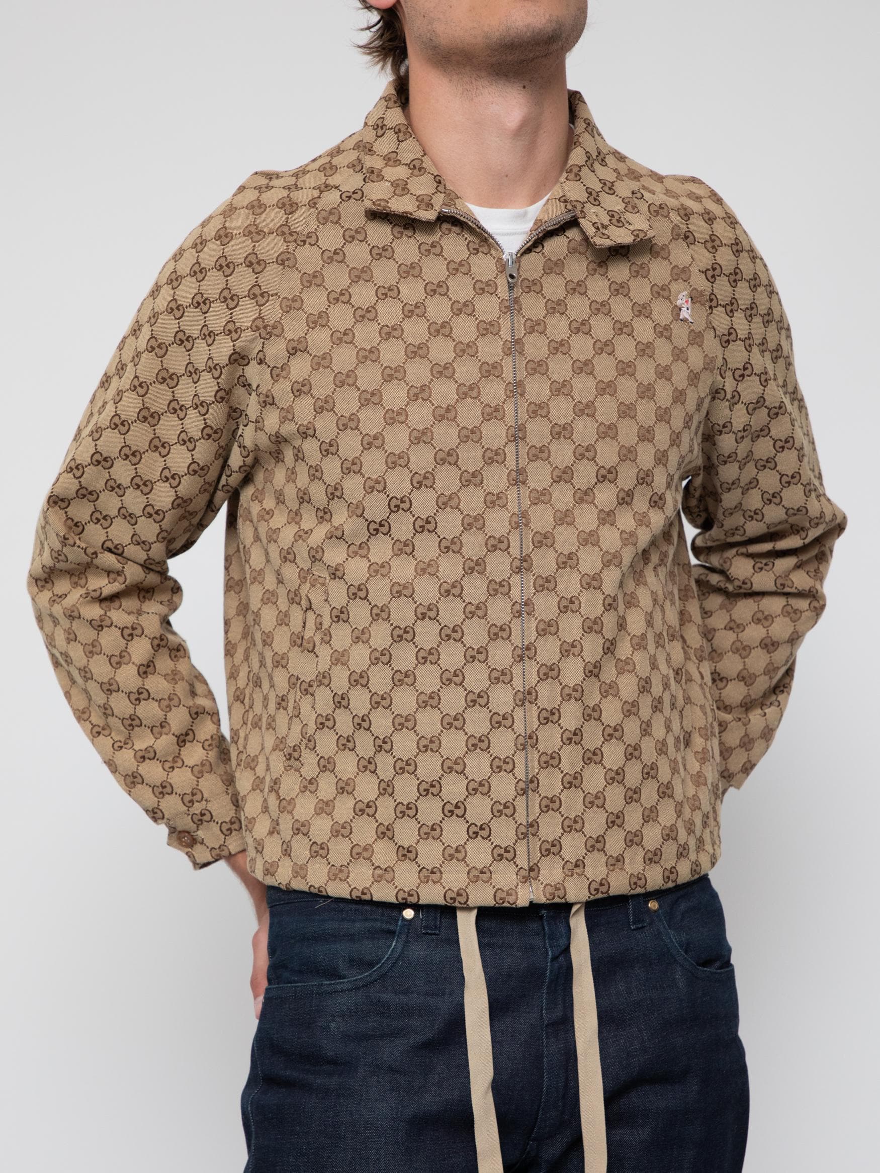 Spring late 10's harrington jacket with all over gucci monogram in brown - part of Alessandro Michele's collection - Image 1
