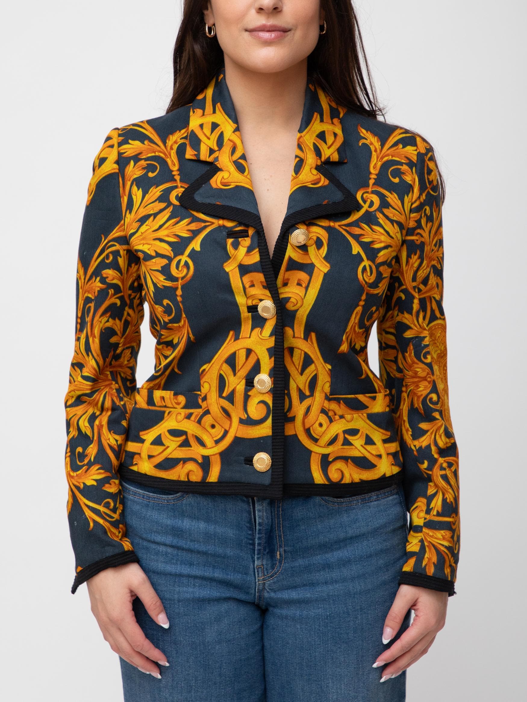 90's Versus Versace baroque print cropped jacket - Image 1