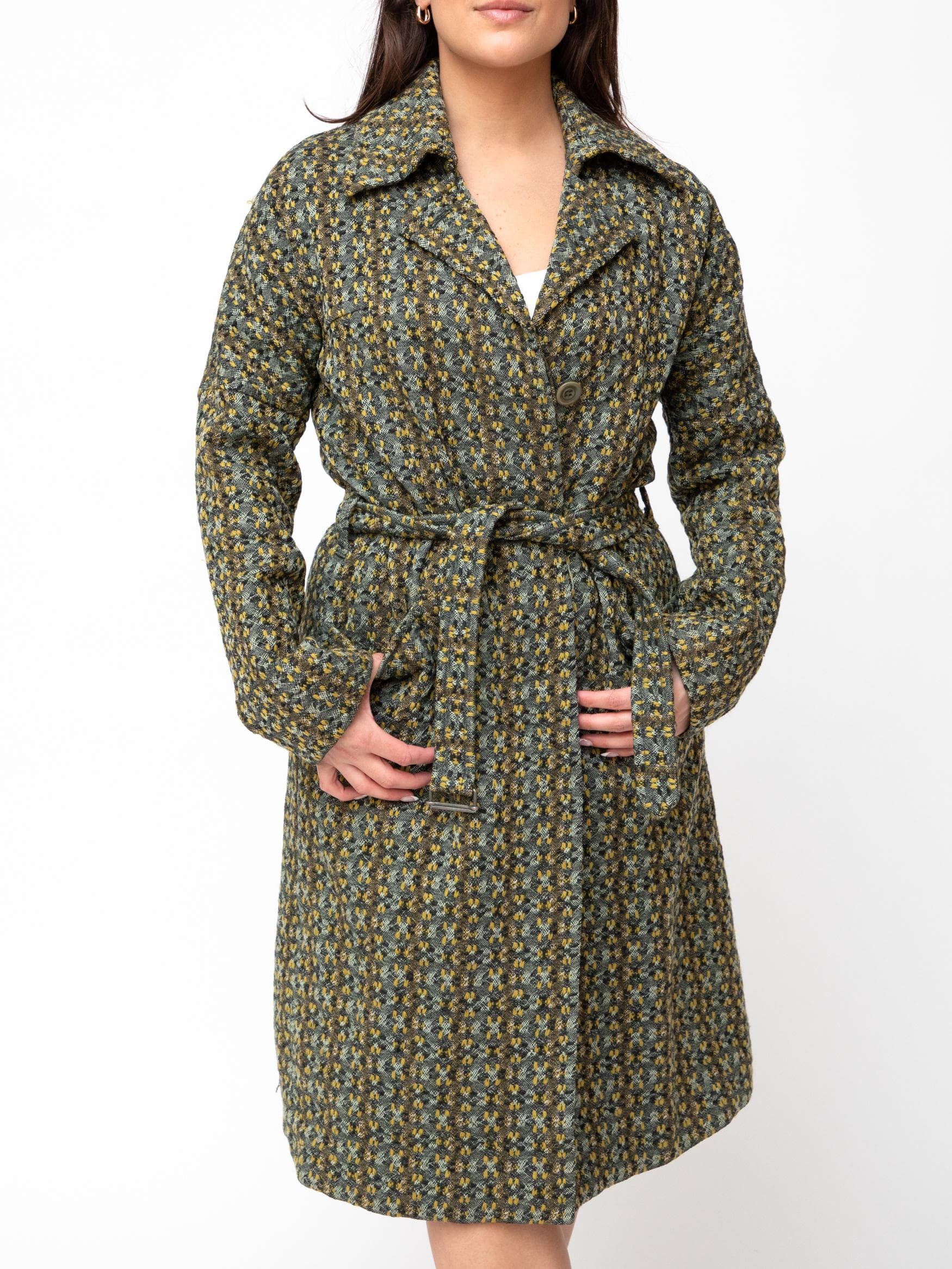 00's belted tweed overcoat with hidden placard - Image 1