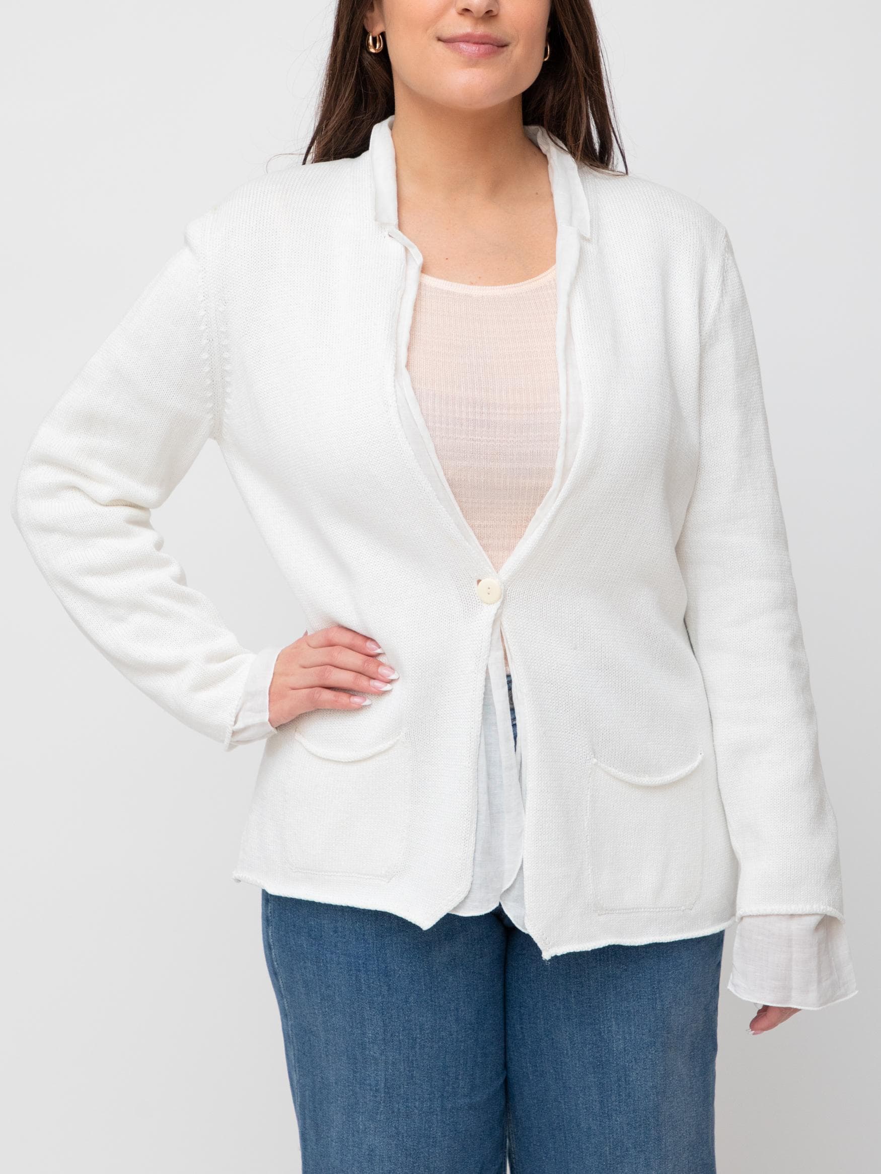 00's linen lined cotton cardgian - Image 1