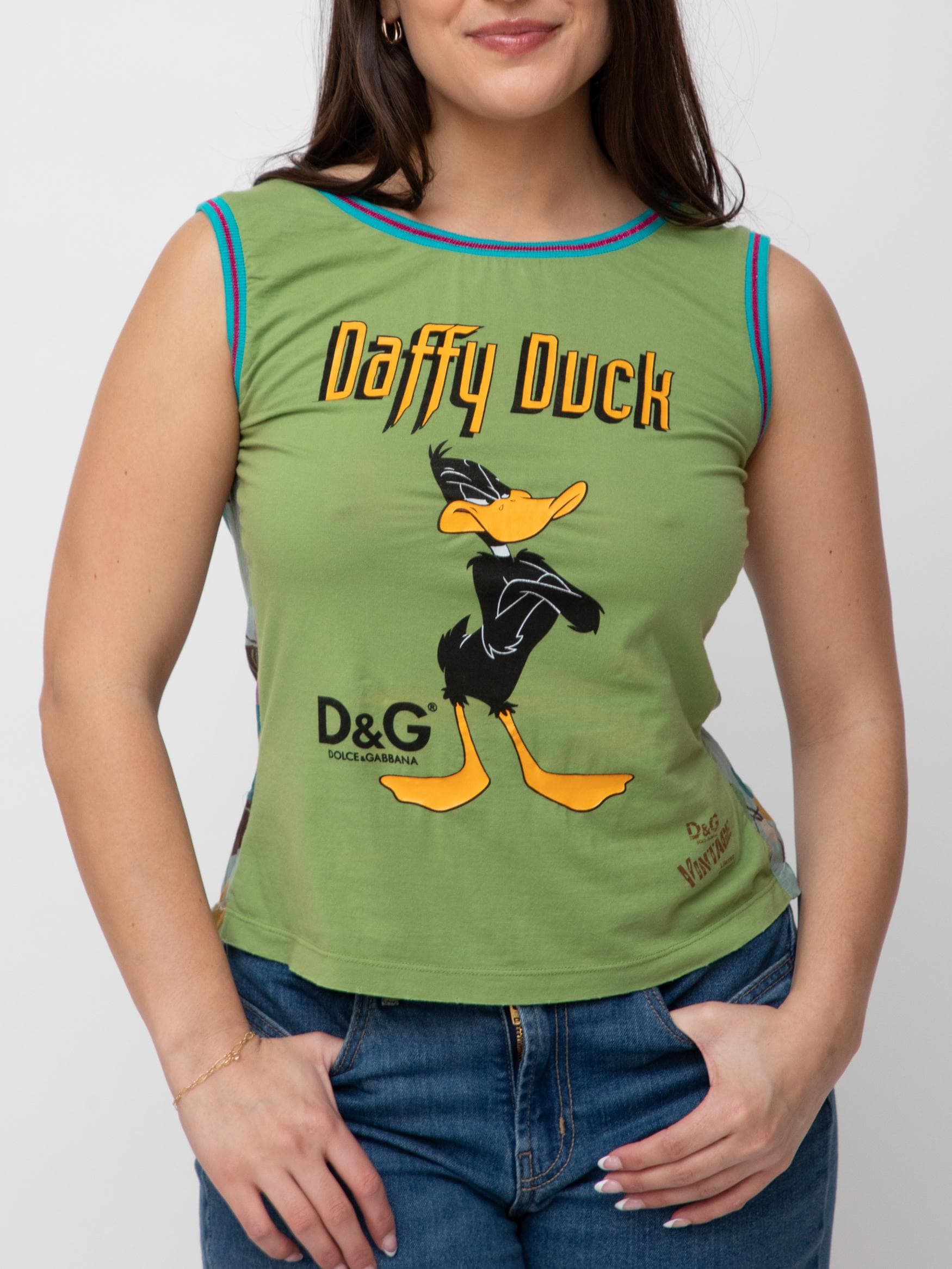 F/W 04 sleeveless daffy duck on the front with sheer floral print on the back - Image 1