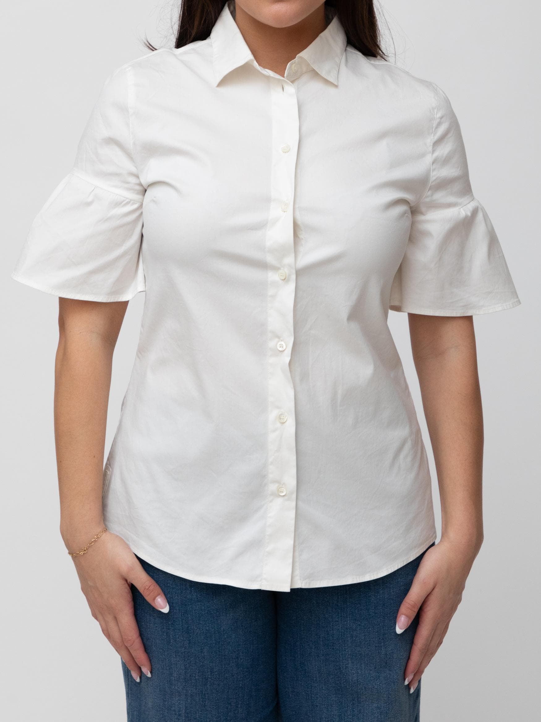 00's short flare sleeve button down shirt - Image 1