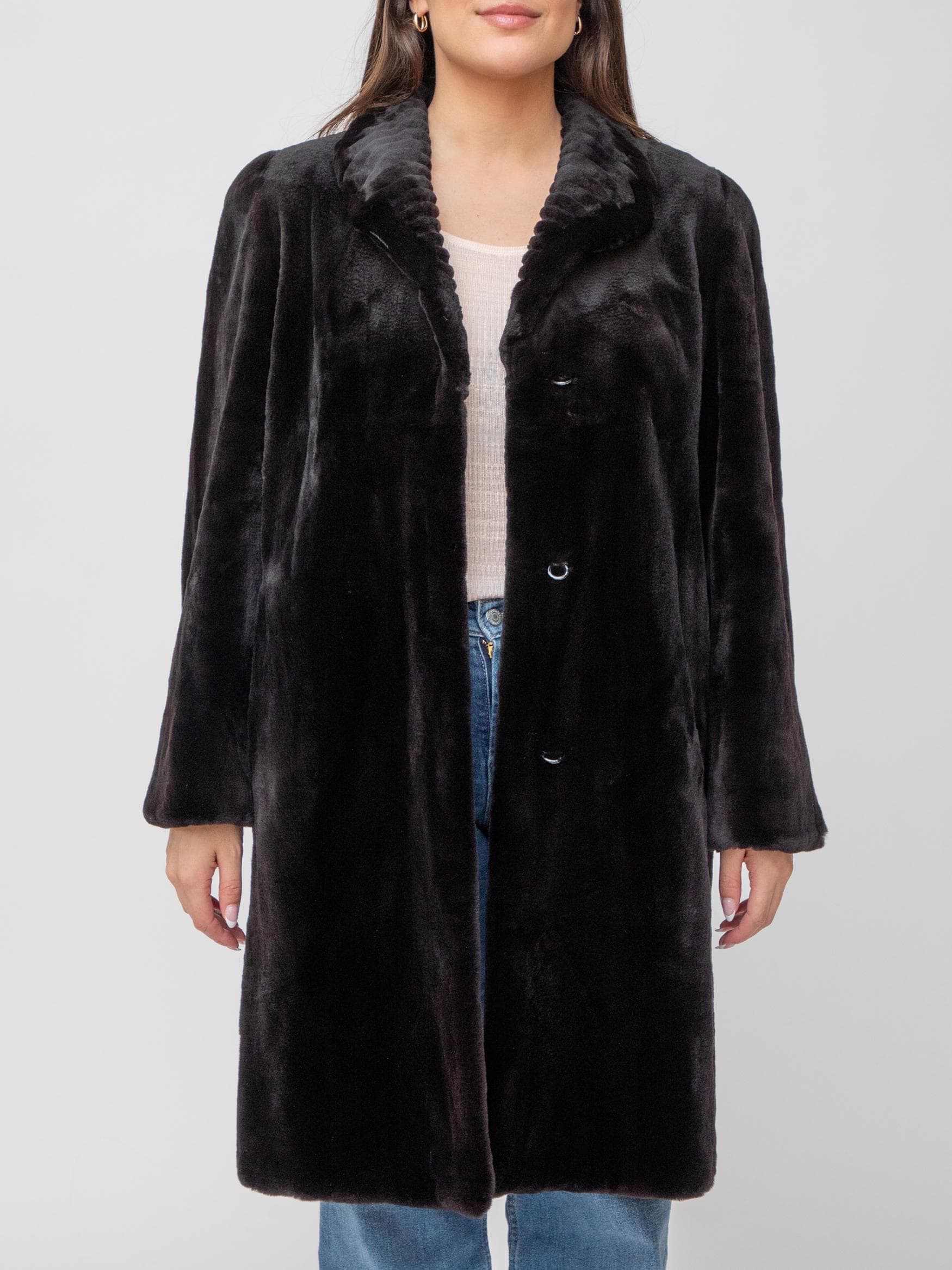 Late 80's black mink fur long coat - Image 1