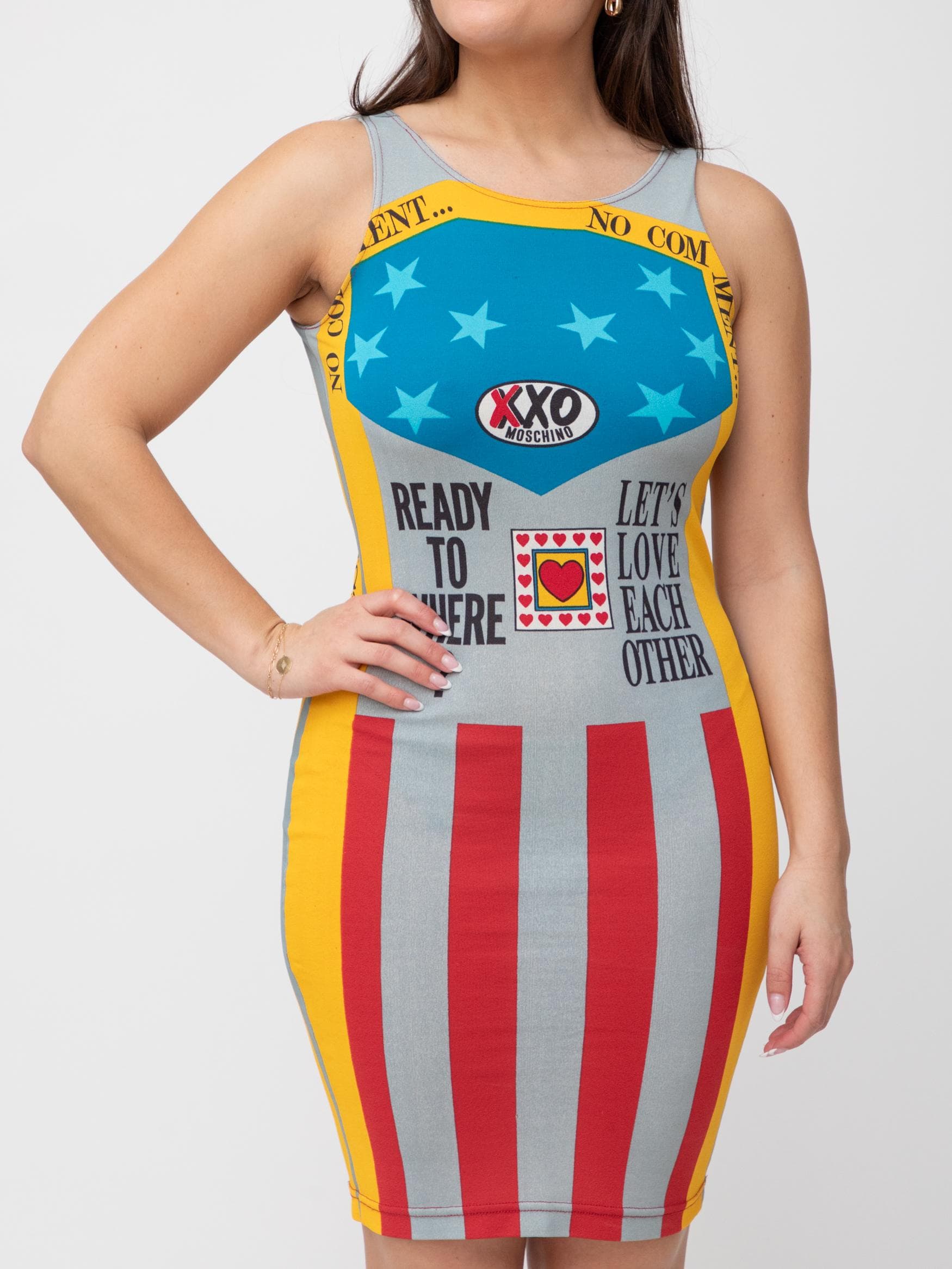 Mesh stretch midi dress with racing style graphic - Image 1