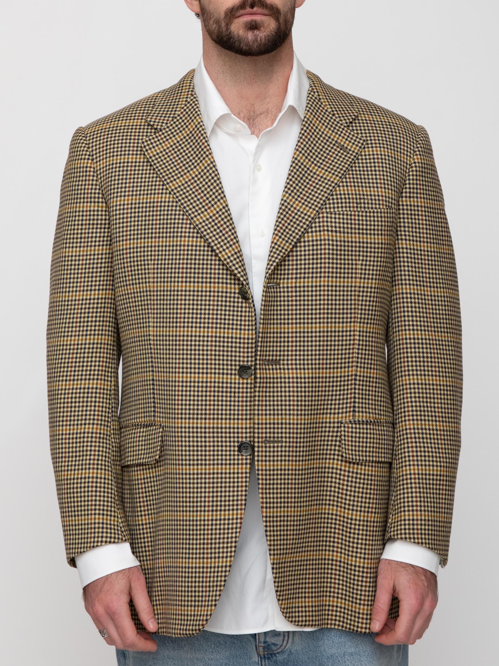 Early 00's tartan notch label 3 button blazer with double vent, half canvas with biagetti wool - Image 1