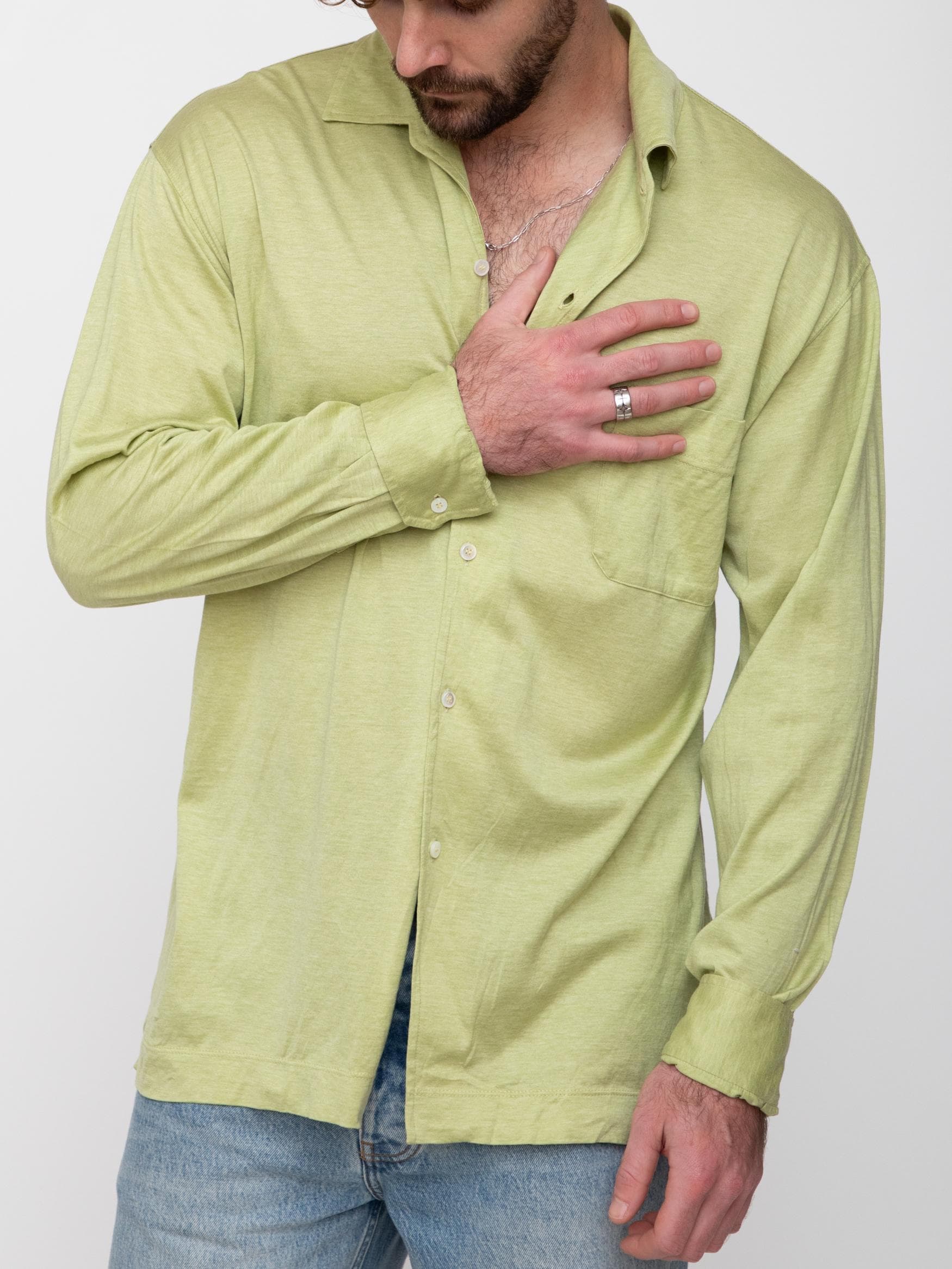 Early 00's Lanvin soft cotton button down shirt in pistacio green - made in Italy - Image 1