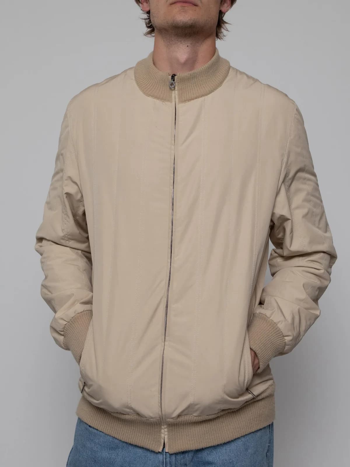 Late 80's harrington style jacket with ribbed collar and cuffs - Image 1