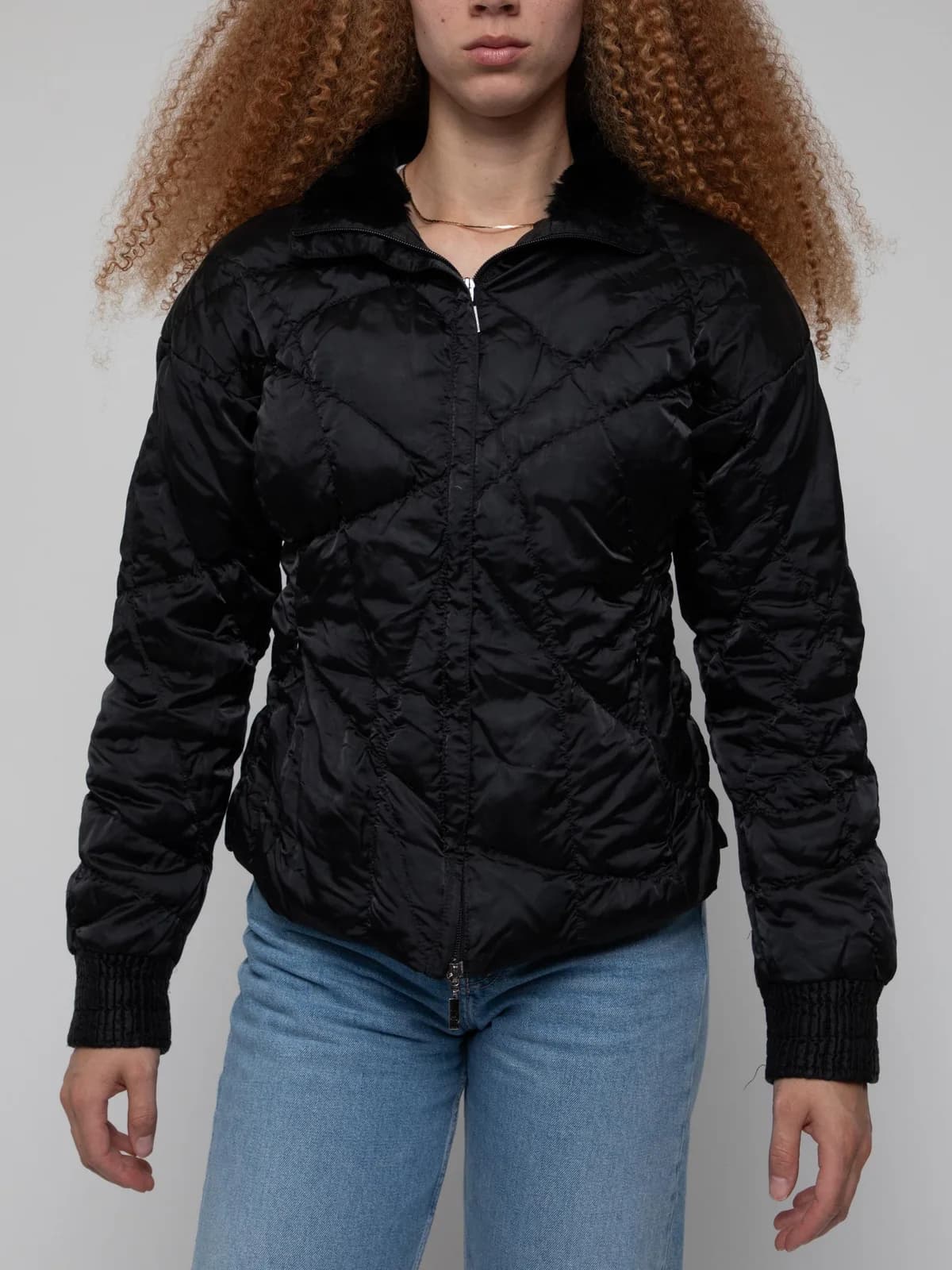 Early 90's Black puffer coat with pleated high collar and matching cuffs - classe 2 - Image 1