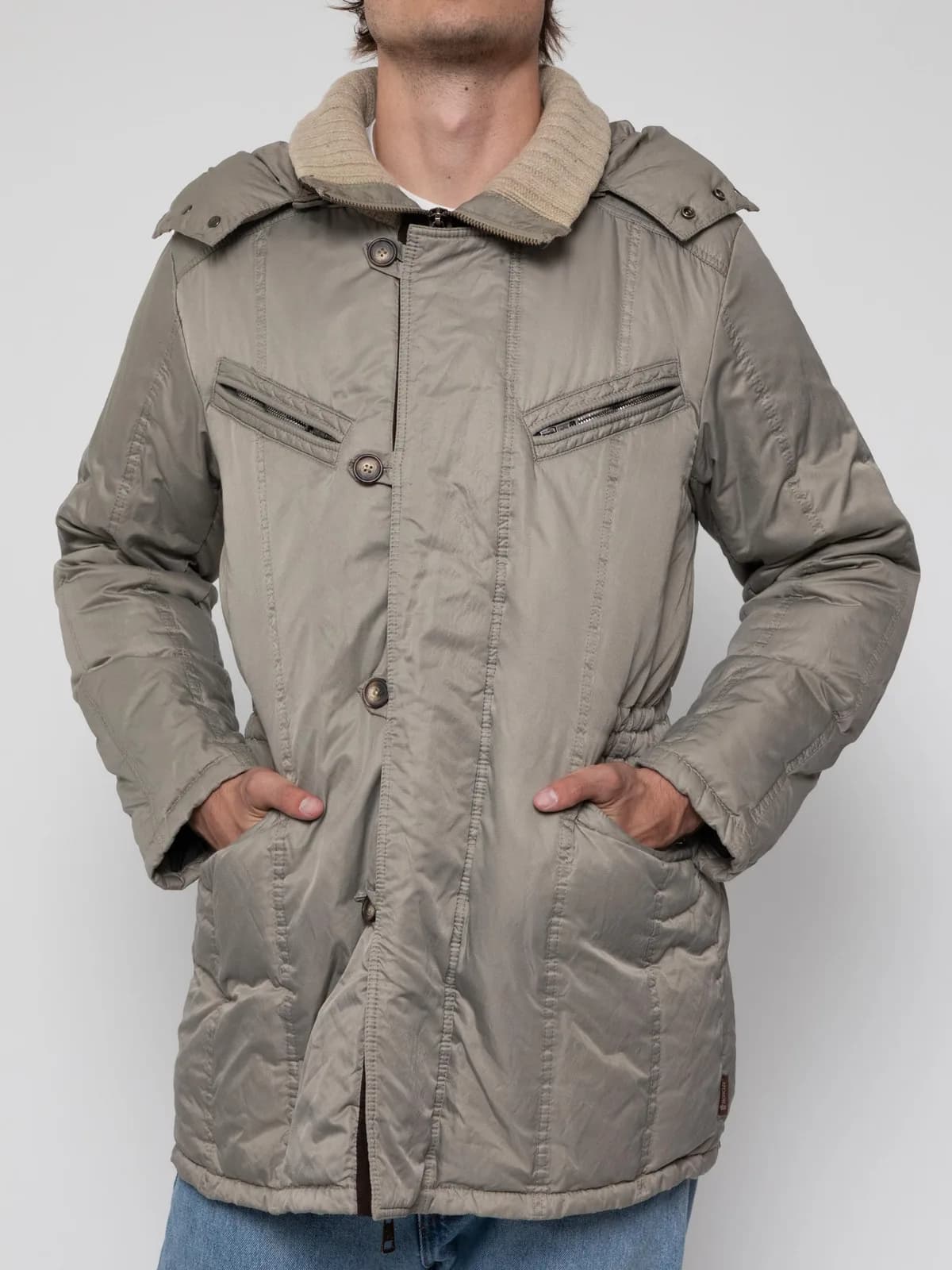 Early 90's ski jacket with zipper and button closure, ribber high neck collar and hood - Classe 3 - Image 1
